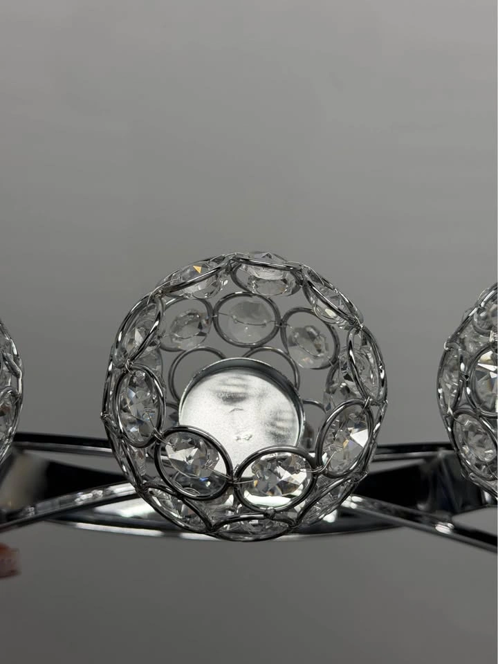 3-Piece Silver Crystal Candle Holder Set – 5 Candle Holders - photo 5