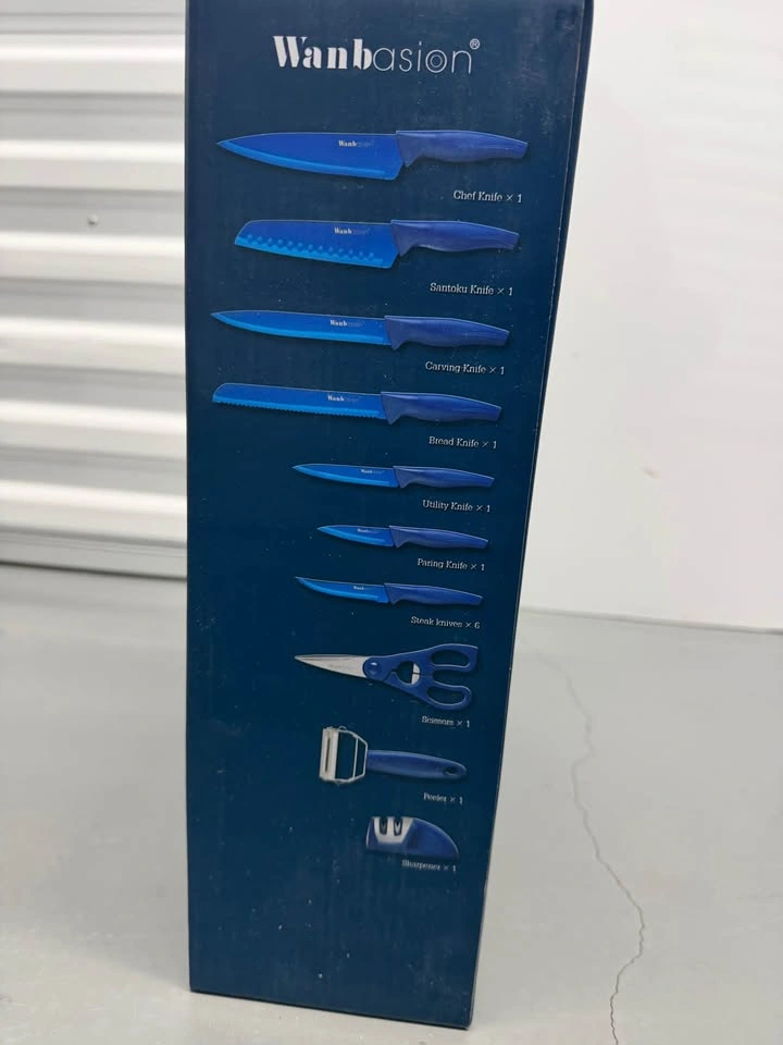 Wanbasion 16-Piece Blue Kitchen Knife Set with Stand – NEW - photo 3