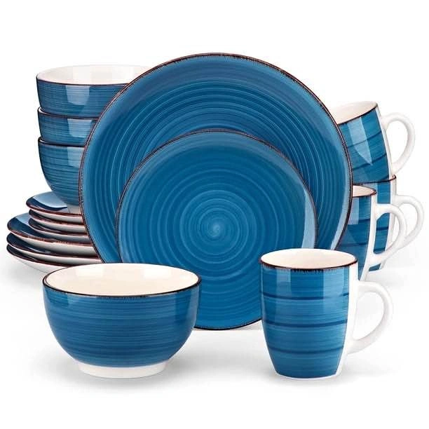 Vancasso Bella Blue 16-Piece Stoneware Dinnerware Set
