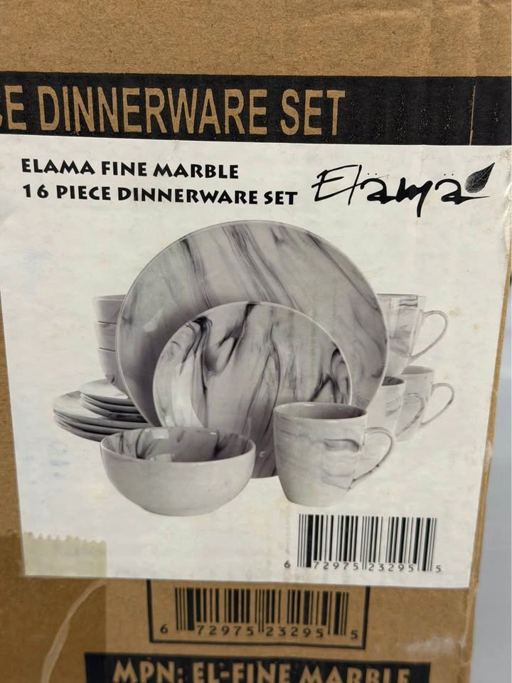 Elama Fine Marble 16-Piece Dinnerware Set – Service for 4 – NEW - photo 5