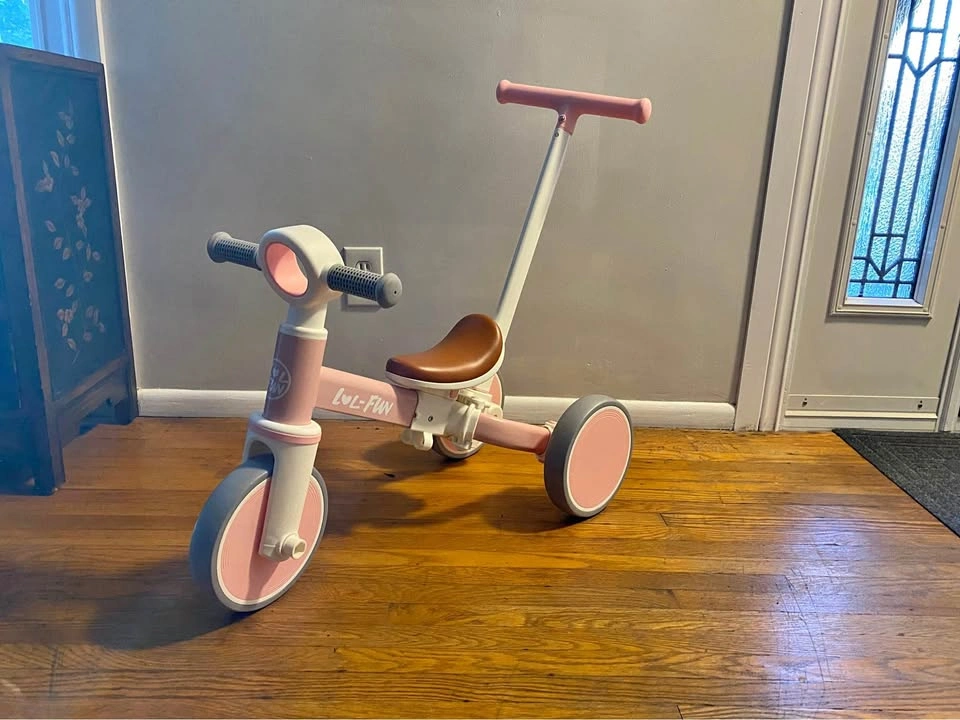 LOL-FUN 3-in-1 Toddler Tricycle with Push Handle