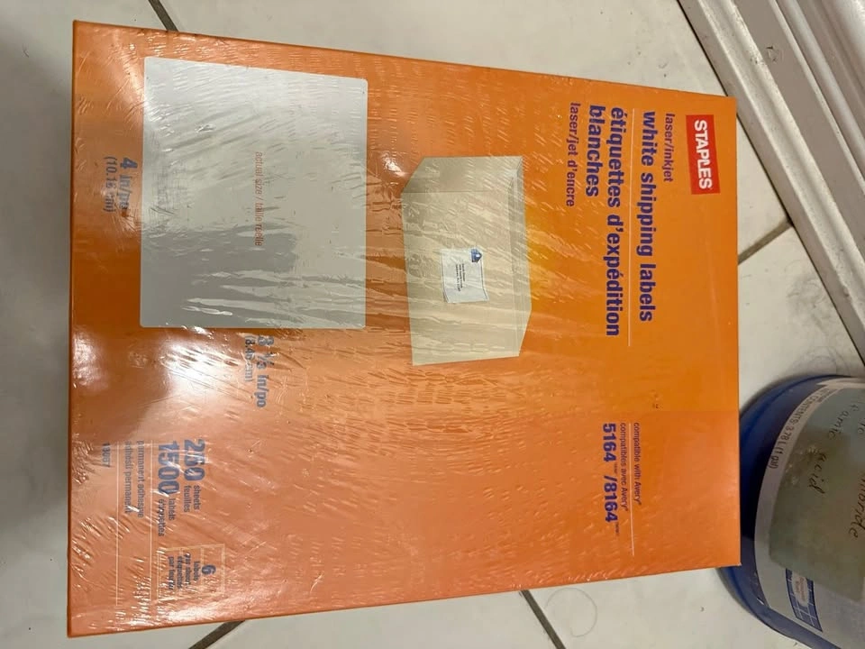 Staples White Shipping Labels, 1500 Pack