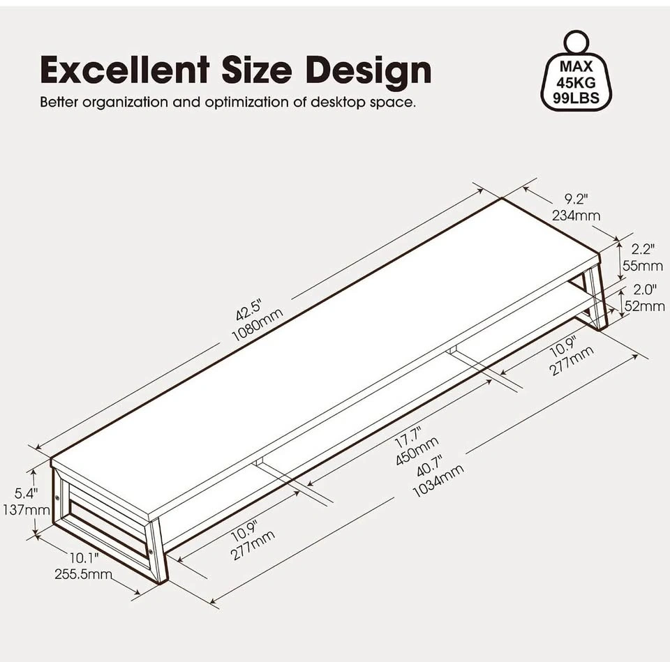 42.5 inch White Monitor Stand - photo 4