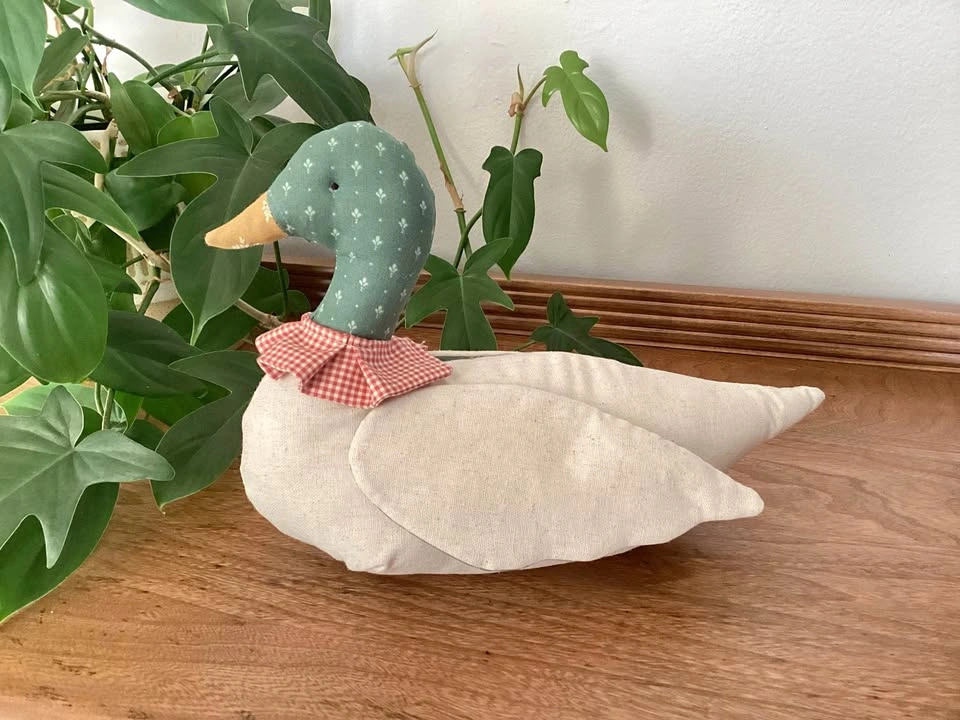 NEW Handmade Linen & Cotton Fabric Mallard Duck