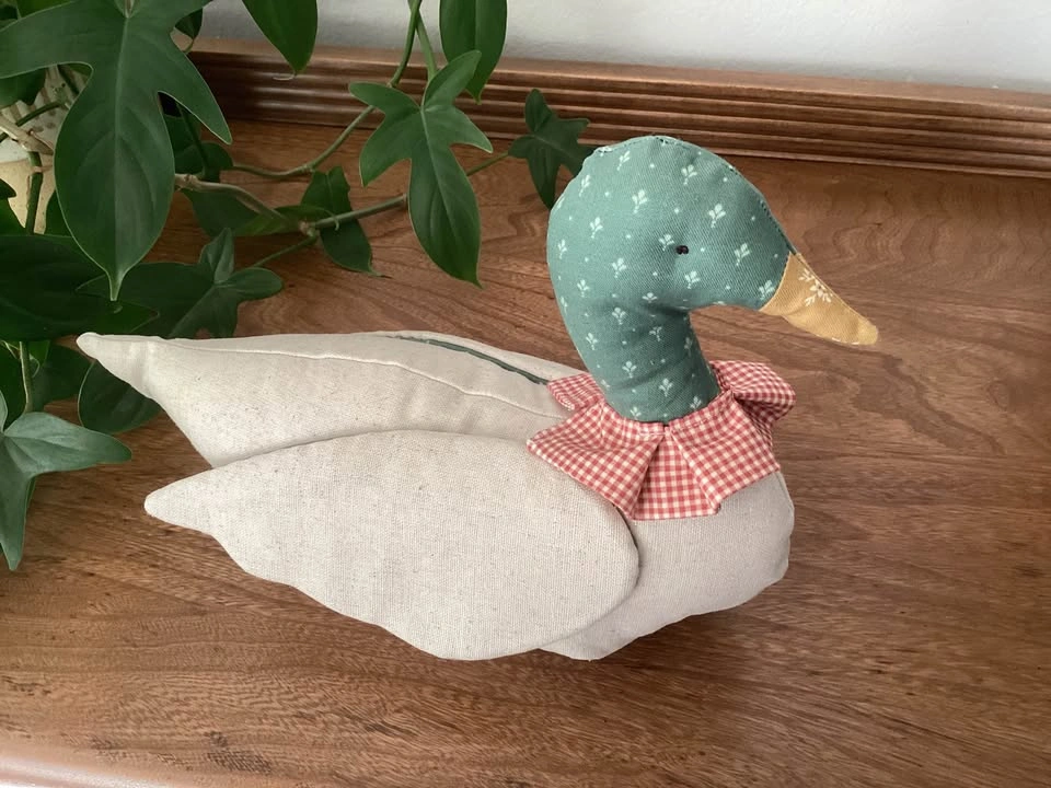 NEW Handmade Linen & Cotton Fabric Mallard Duck - photo 4