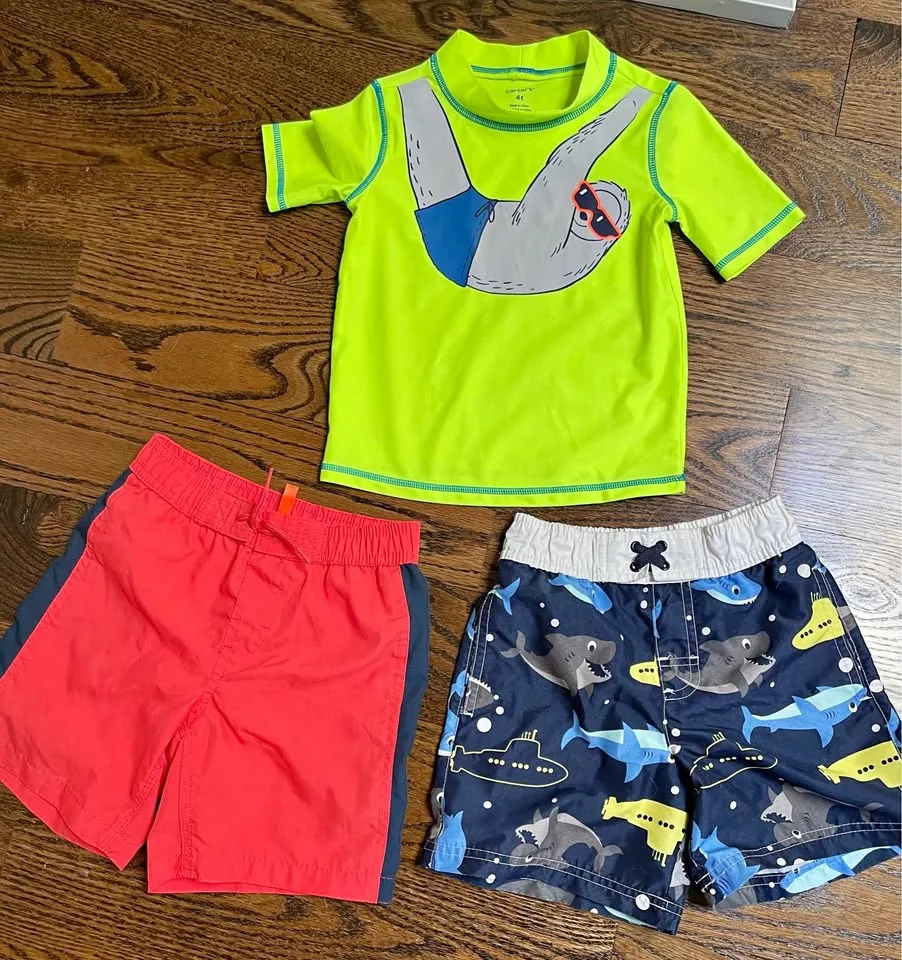 Swim Trunks/Rash Guards- 4T&5T thumbnail