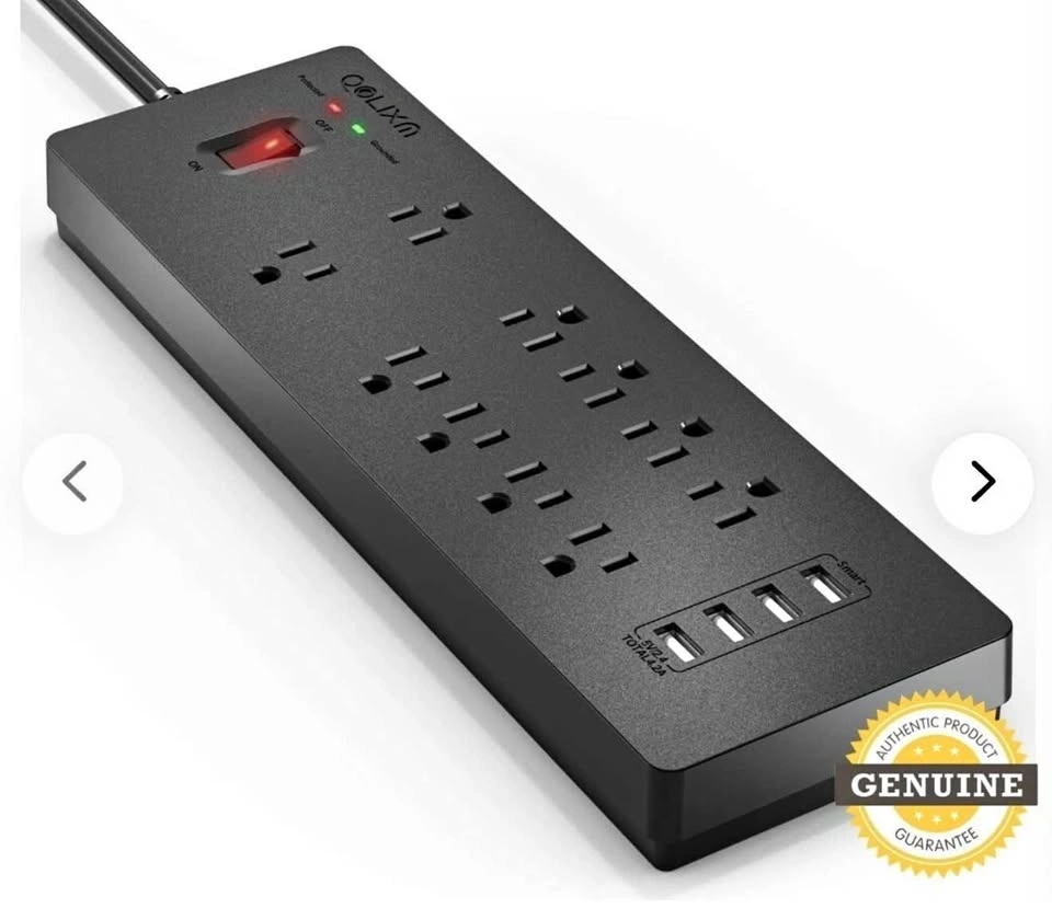 Surge Protector with 10 AC Outlets & 4 USB Ports, 6ft Cord