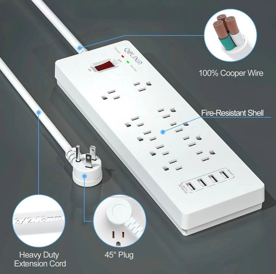 Surge Protector with 10 AC Outlets & 4 USB Ports, 6ft Cord - photo 5