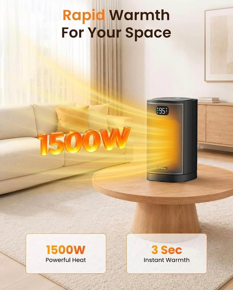Space Heater for Indoor Use with 75° Oscillation and Remote - photo 2