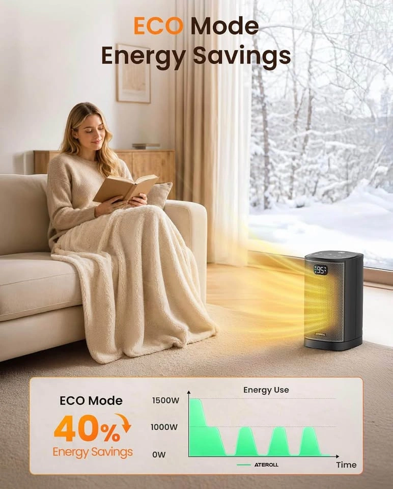 Space Heater for Indoor Use with 75° Oscillation and Remote - photo 3