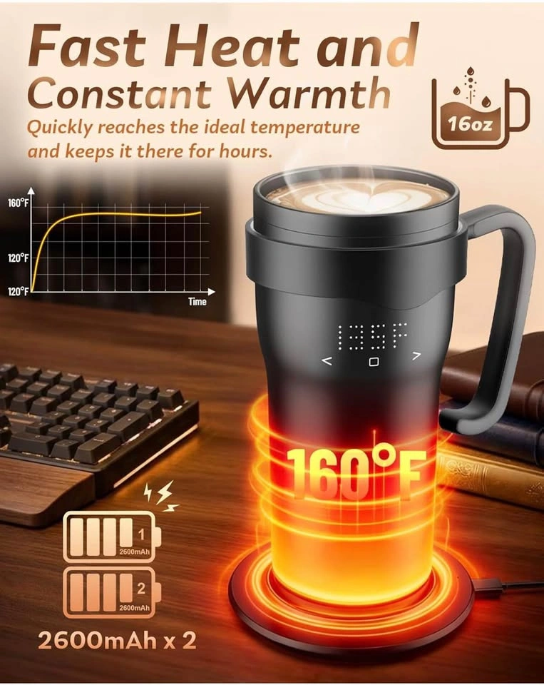 Mug Warmer Set with 16oz Self Heating Coffee Mug - photo 2
