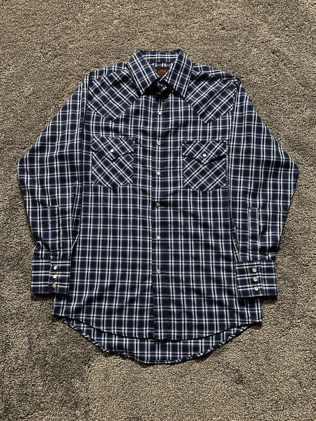 Plains Western Wear Plaid Pearl Snap Shirt Size S to M
