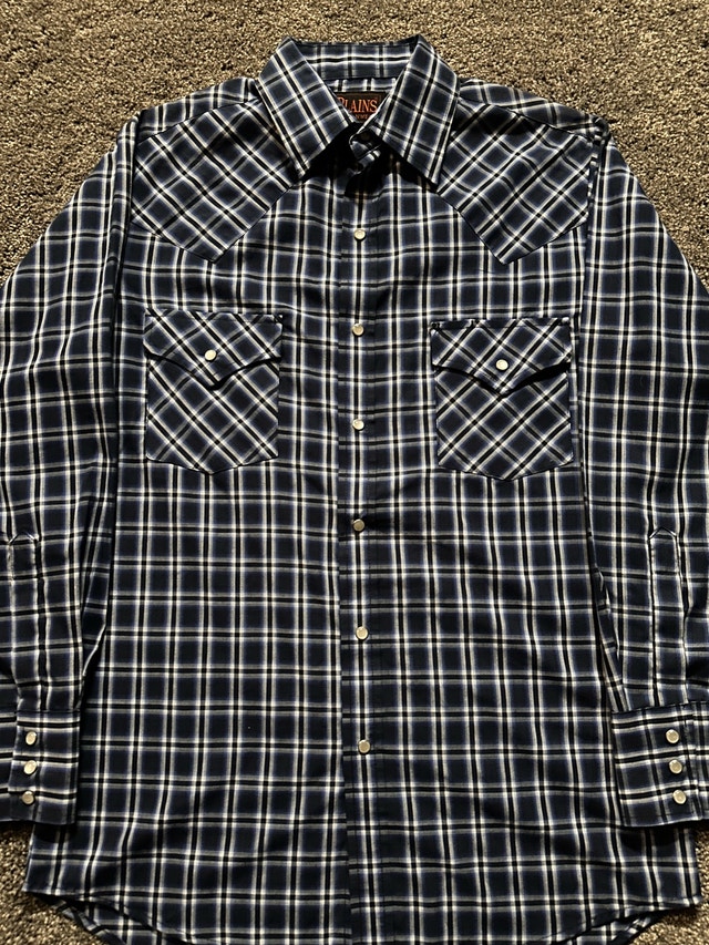 Plains Western Wear Plaid Pearl Snap Shirt Size S to M - photo 3