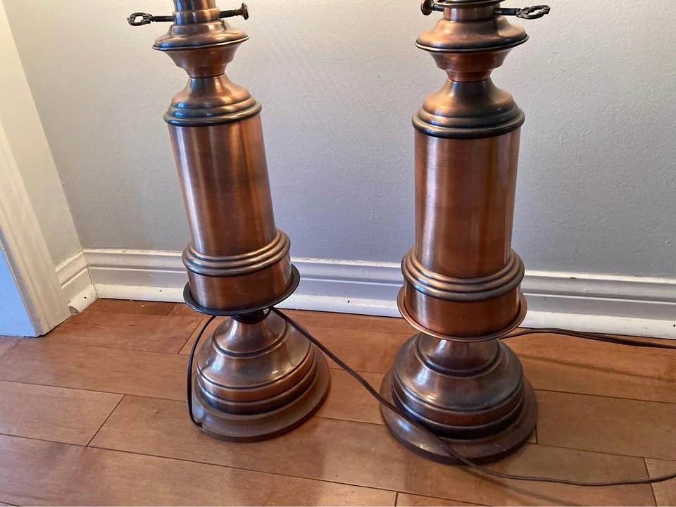 Vintage Copper Electric Hurricane Lamps and Ceiling Light