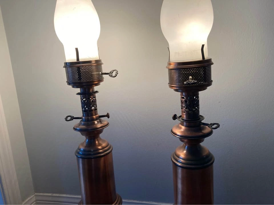 Vintage Copper Electric Hurricane Lamps and Ceiling Light - photo 2