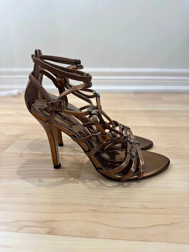 GUESS Metallic Bronze Strappy Heels
