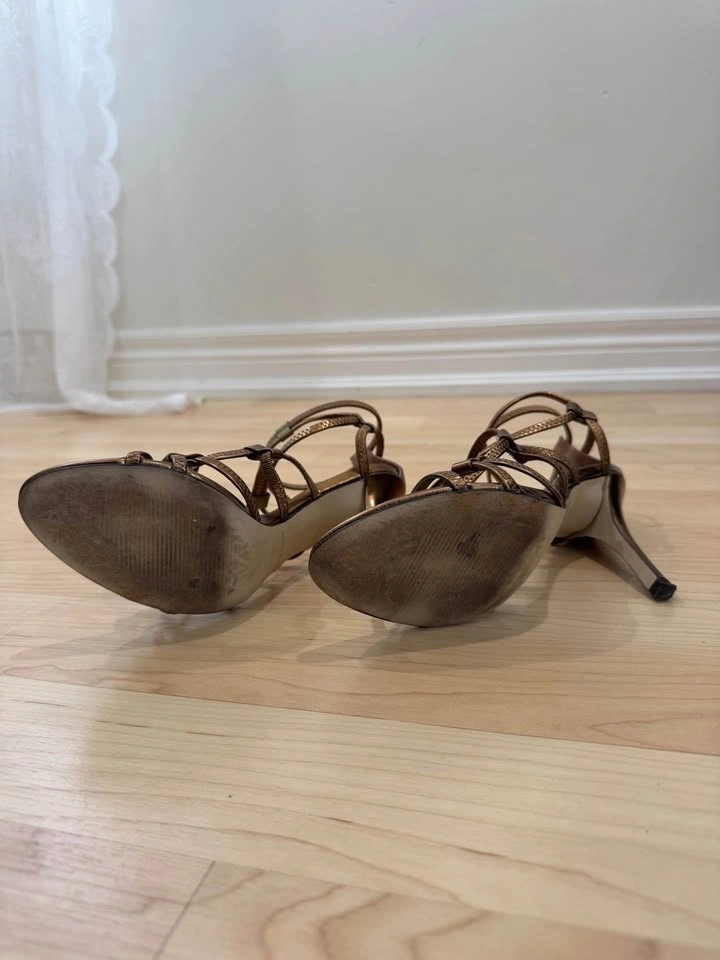 GUESS Metallic Bronze Strappy Heels - photo 4