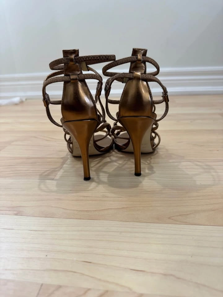 GUESS Metallic Bronze Strappy Heels - photo 5
