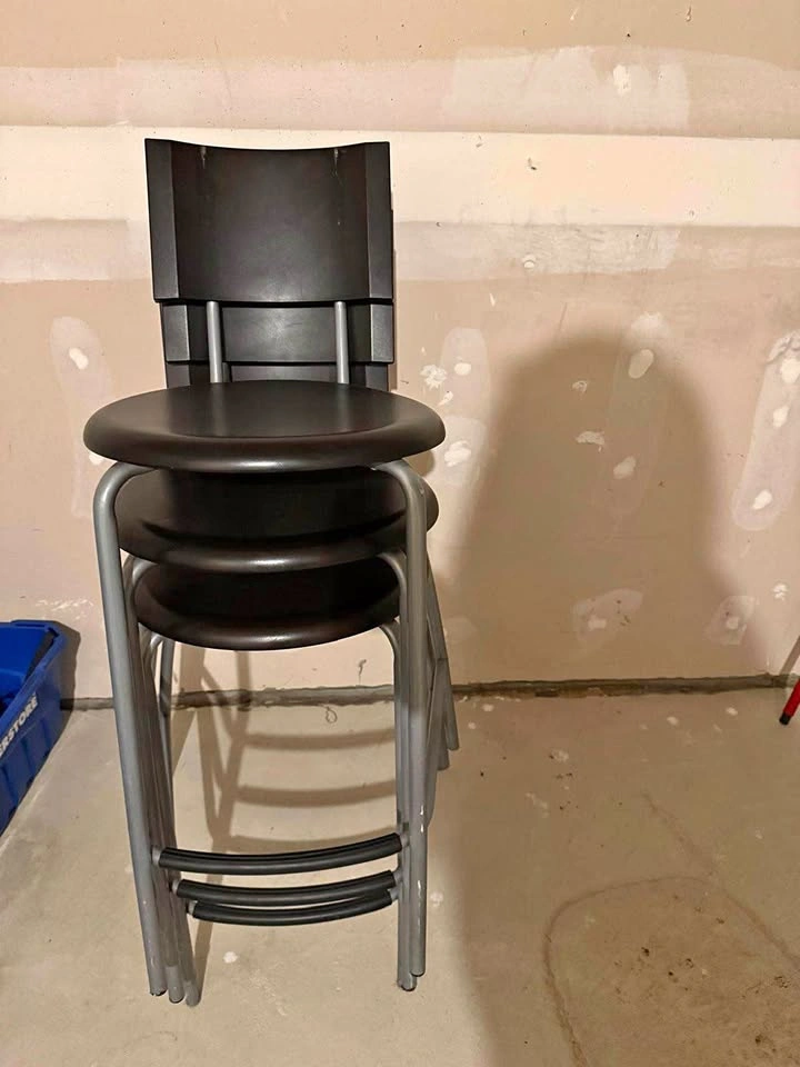 Set of 3 IKEA STIG Black Bar Stools / Counter Height Chairs