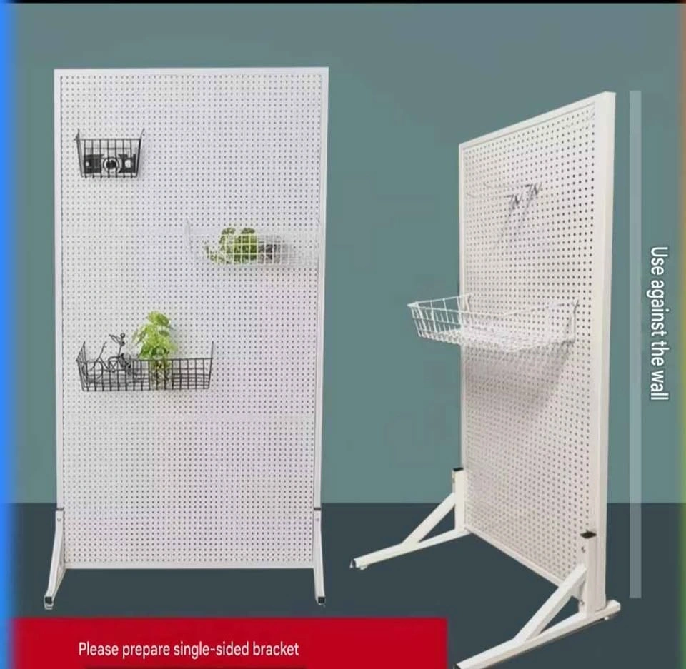 White Metal Pegboard Display Stand with Hooks - photo 2