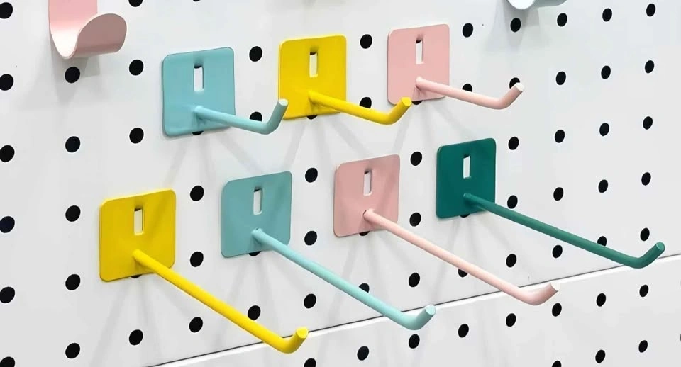 White Metal Pegboard Display Stand with Hooks - photo 3