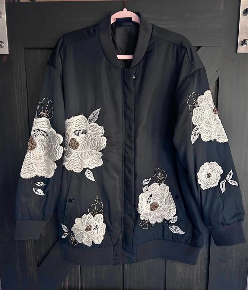 Maeve by Anthropology Embroidered Bomber Jacket