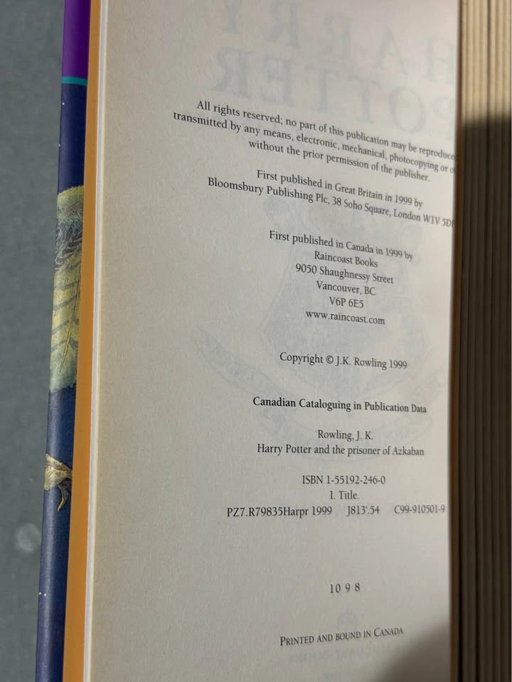 1st edition Harry Potter and the Prisoner of Azkaban hard Cover - photo 3