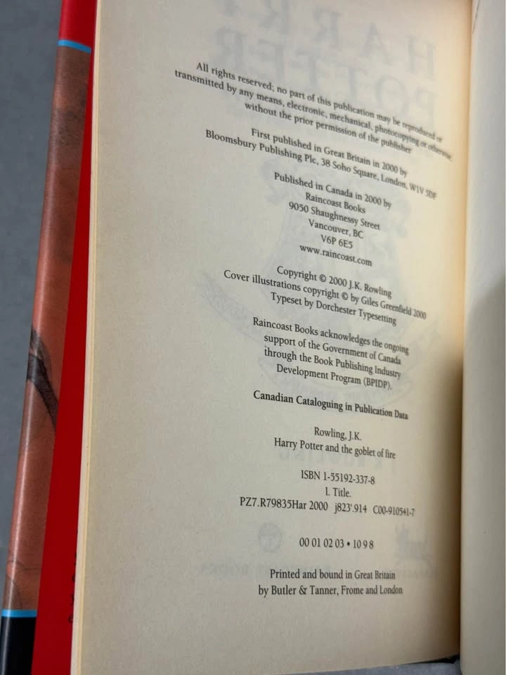 1st Edition Harry Potter and the Goblet of Fire Hard cover - photo 3
