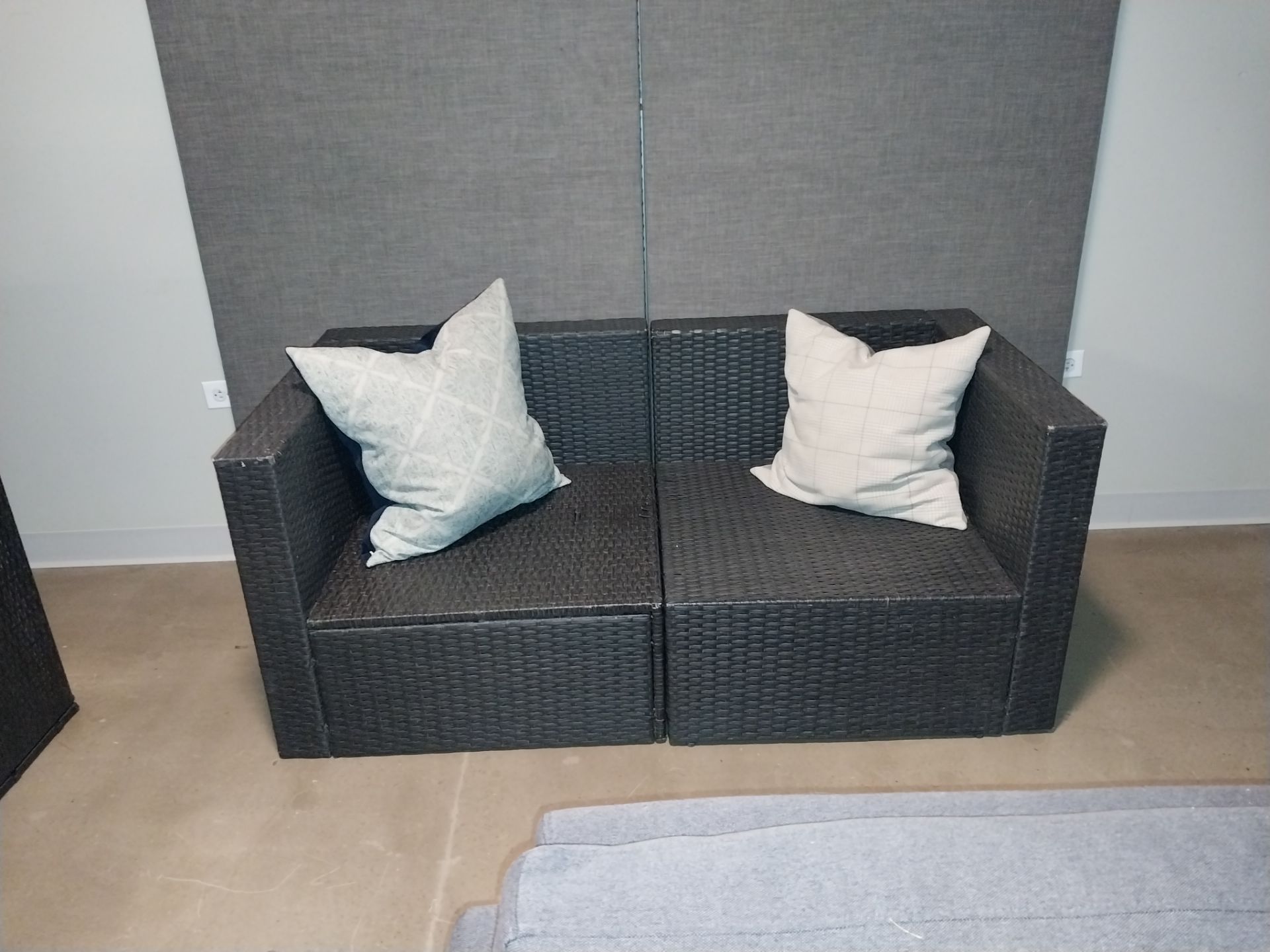 Black Wicker Patio Sectional Set with Ottoman – 4 Pieces - photo 2