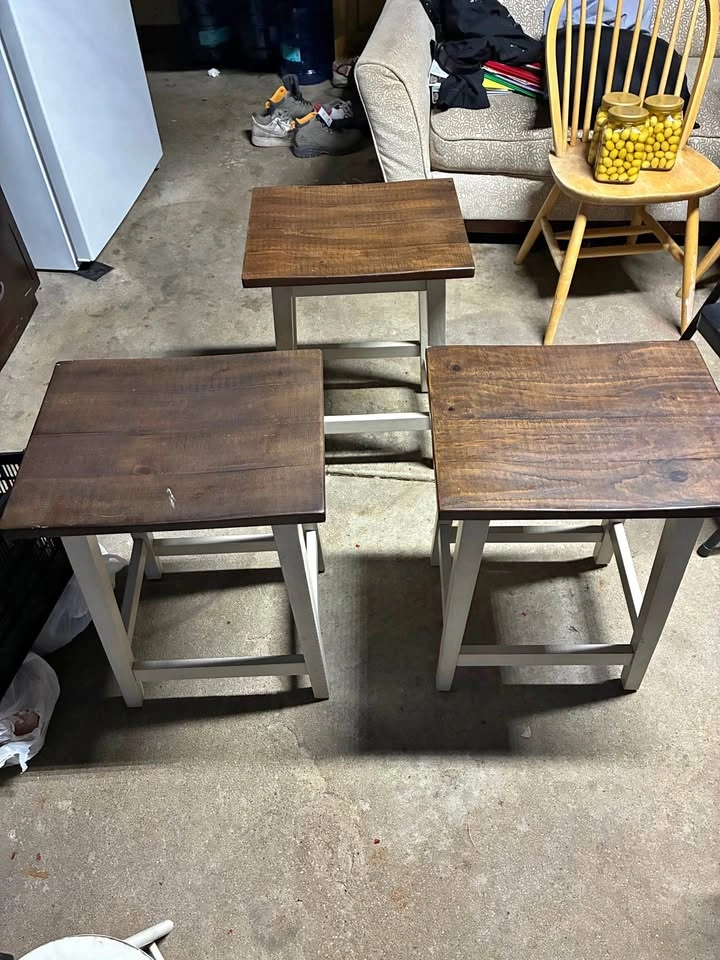 Two-tone wooden counter height bar stools