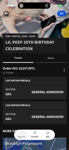 Lil Peep 30th Birthday Celebration Brooklyn Paramount 2 TICKETS