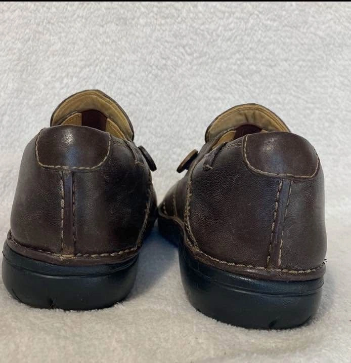 Clarks Unstructured Un.Loop Brown Leather Slip-On Loafer Shoes W - photo 3