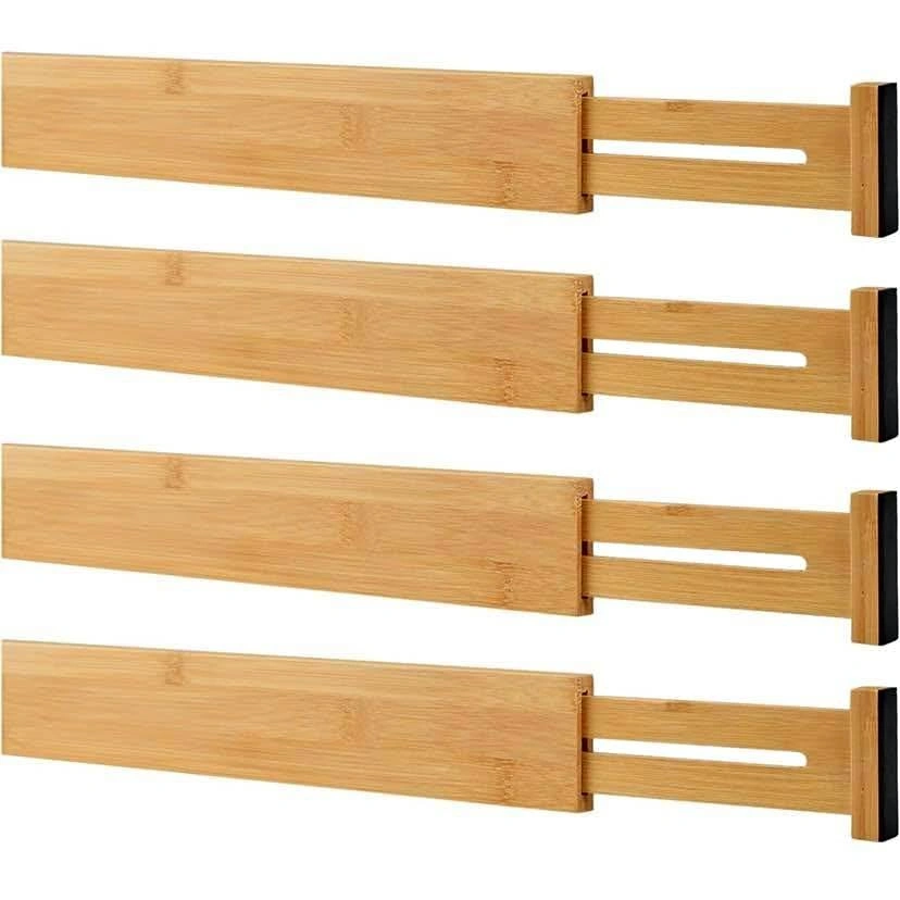 Set of 4 Bamboo Adjustable Drawer Dividers