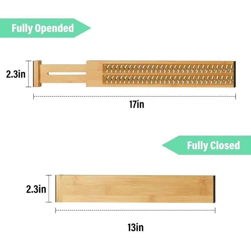 Set of 4 Bamboo Adjustable Drawer Dividers - photo 2