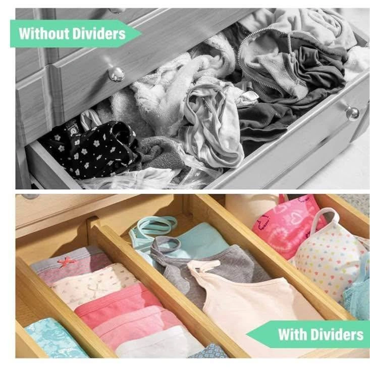 Set of 4 Bamboo Adjustable Drawer Dividers - photo 4