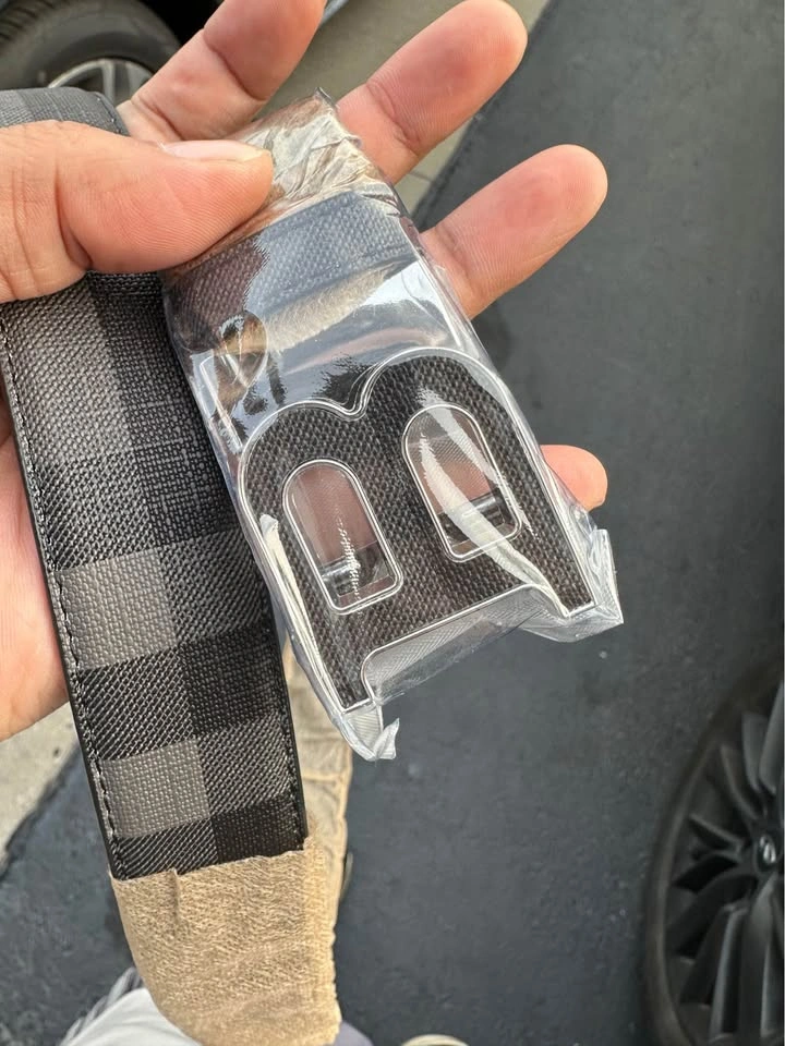 Leather Check Design with hook buckle - photo 4