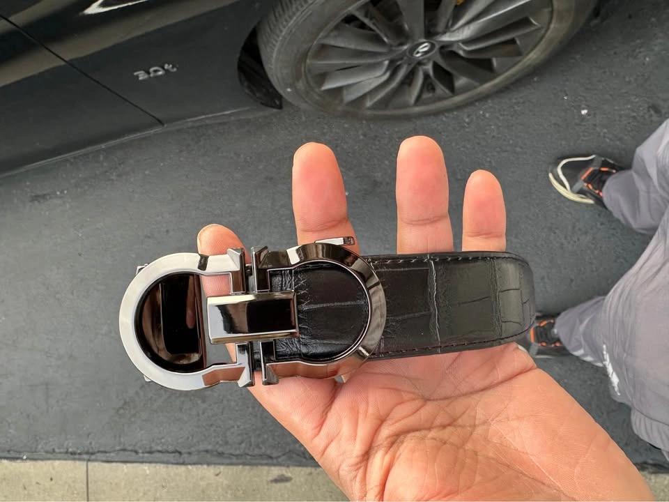 Leather Belt with Hook Buckle - photo 2