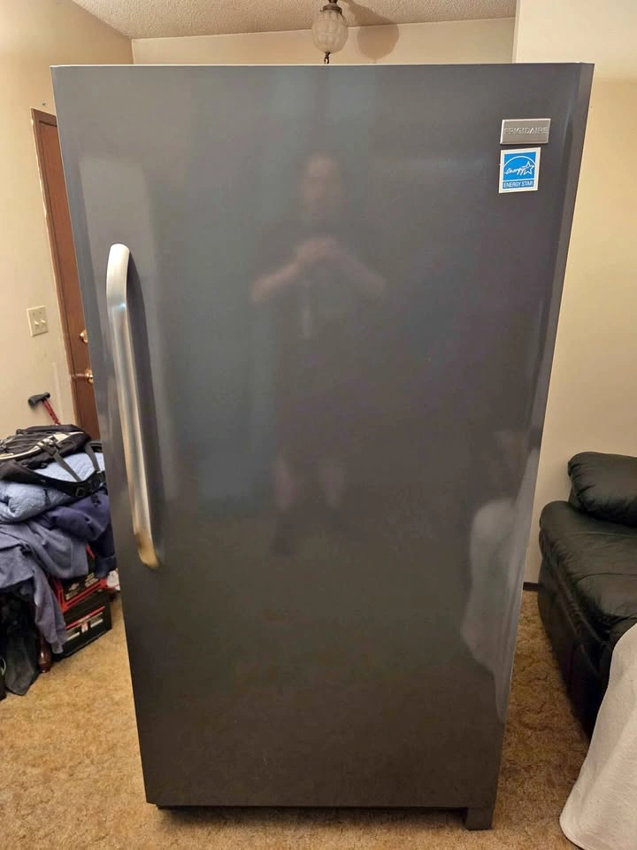 Grey Frigidaire Stand Up Freezer Delivery Available