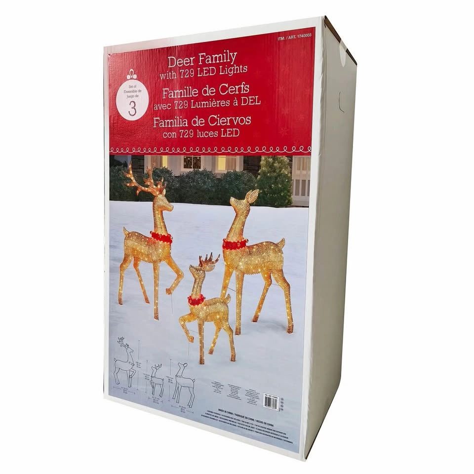 Light-Up Gold Reindeer Family Christmas Decorations – Set of 3 - photo 2