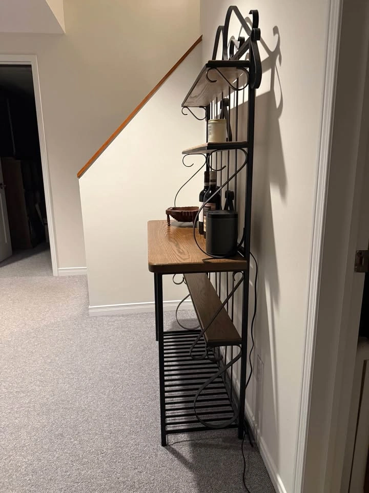 Wrought Iron Bakers Rack with Wood Shelving - photo 2