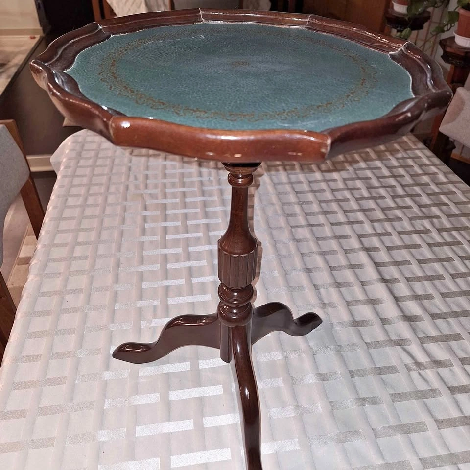 The Bombay Company Leather Top Pedestal Side Table