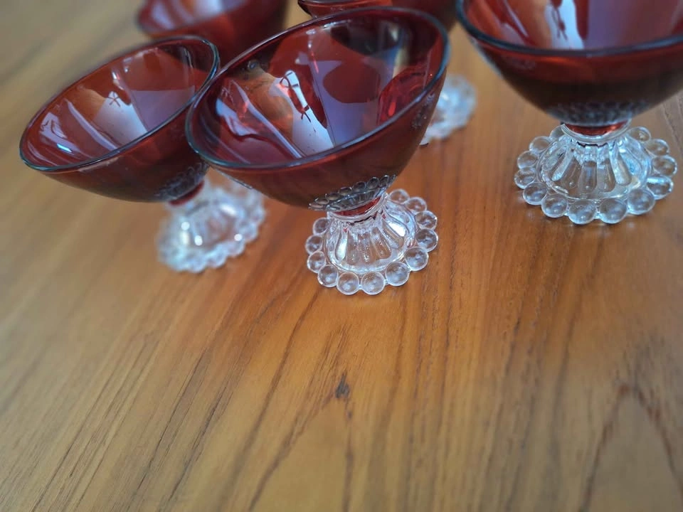 Set of 5 Vintage Ruby Red Sherbet/Dessert Glasses - photo 2