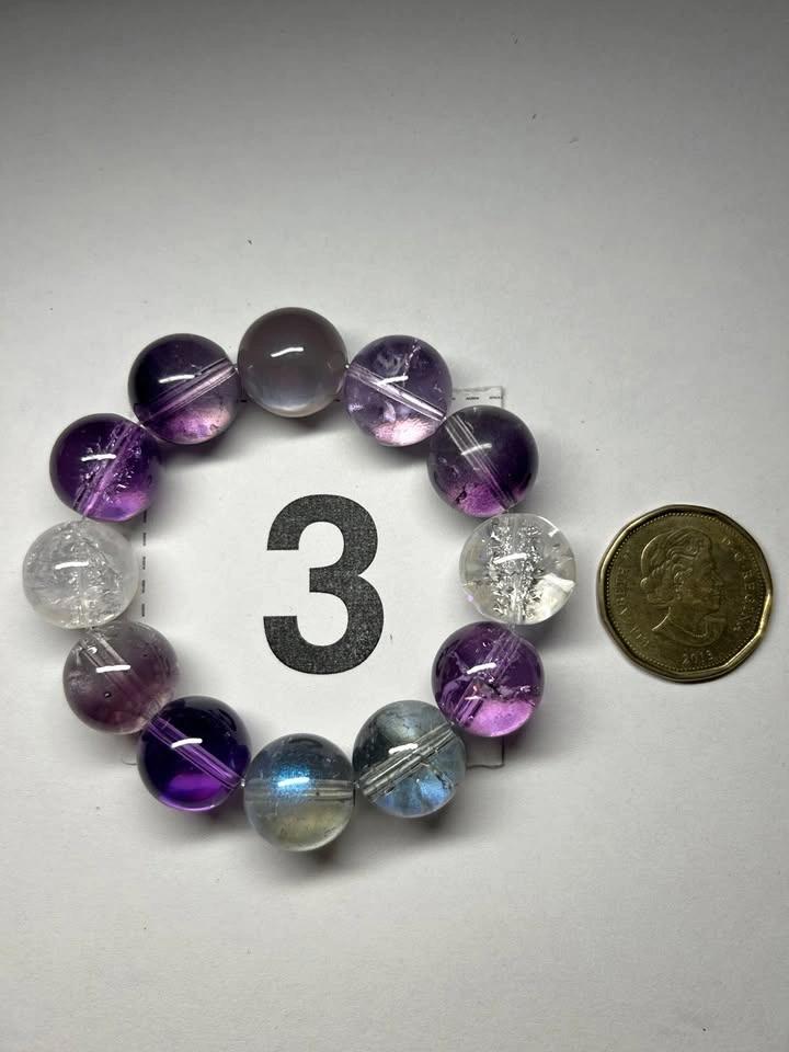 Purple & Blue Mix Beaded Bracelet — Large 15mm Beads