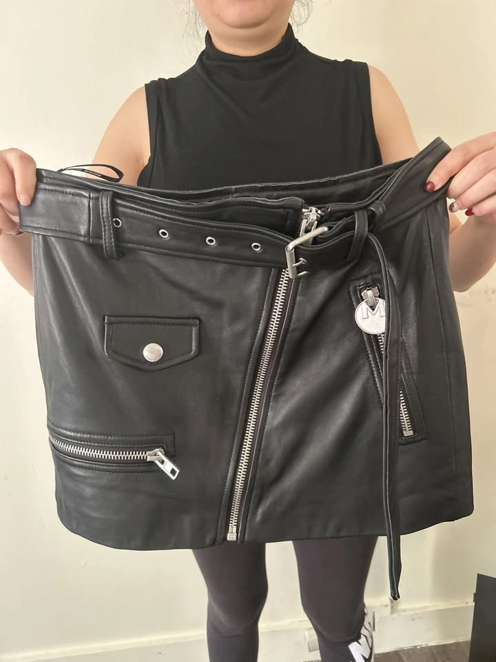 Miss Sixty Genuine Sheepskin Leather Biker Mini Skirt – Black, S - photo 2