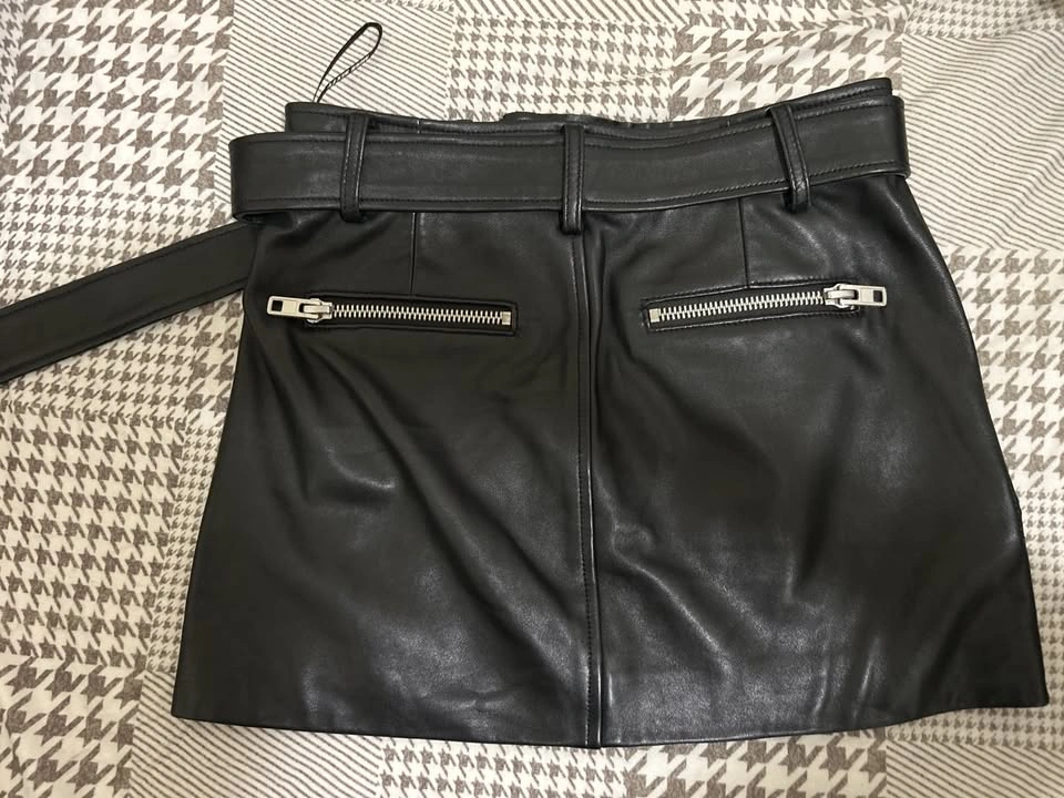 Miss Sixty Genuine Sheepskin Leather Biker Mini Skirt – Black, S - photo 3
