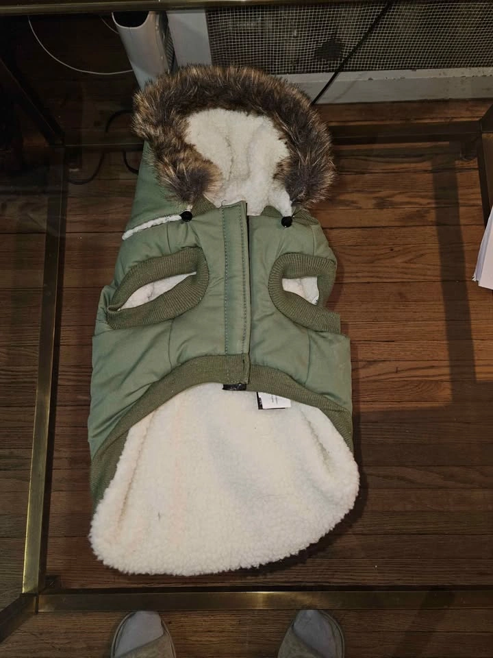 Green Dog Parka with Faux Fur Hood - photo 2