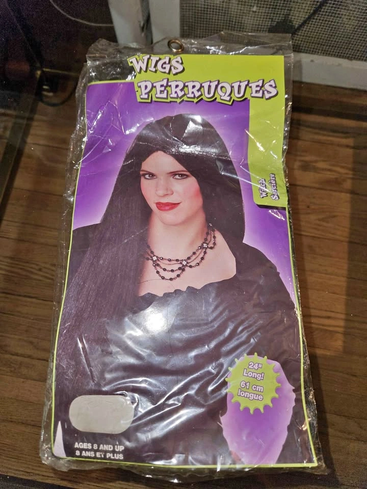 24" Long Black Witch Costume Wig