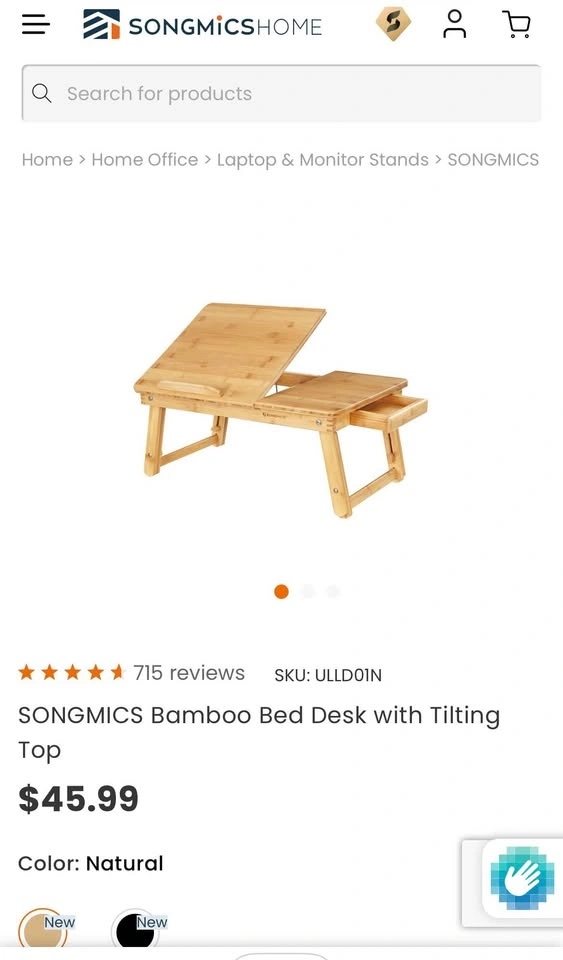 Adjustable Bamboo Bed Desk / Laptop Stand – Like New - photo 2