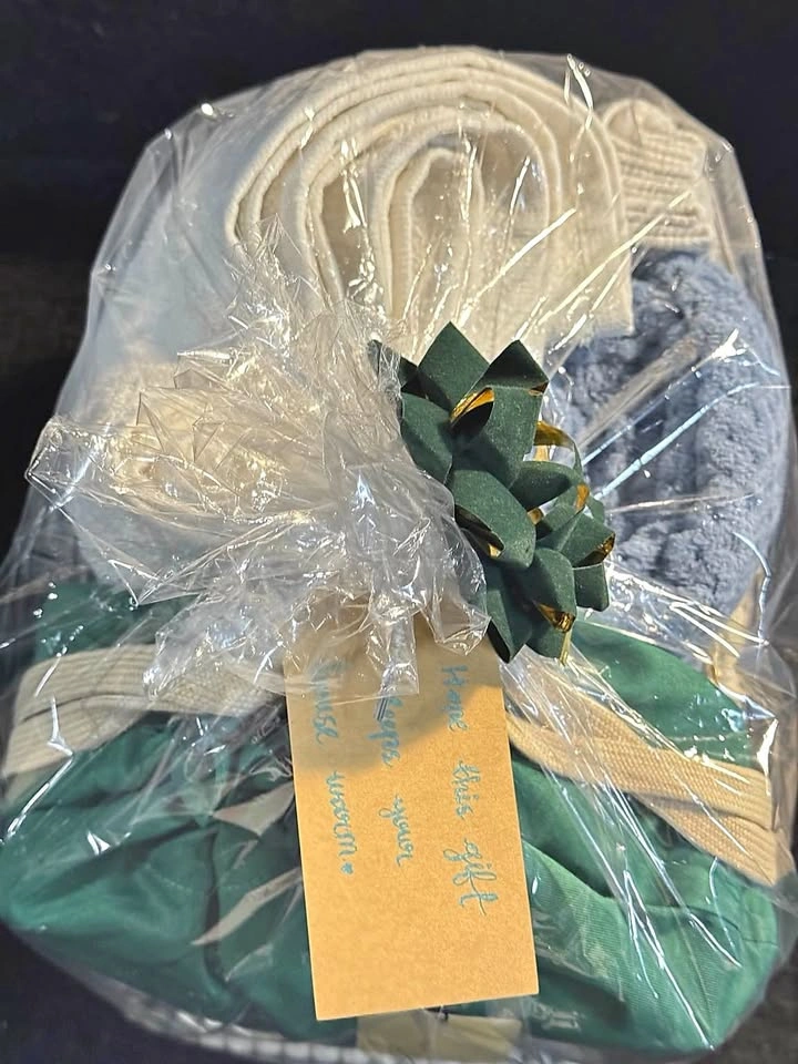 Bedding Gift Basket- Bedsheet Set, Blanket, Towel & 3 Socks