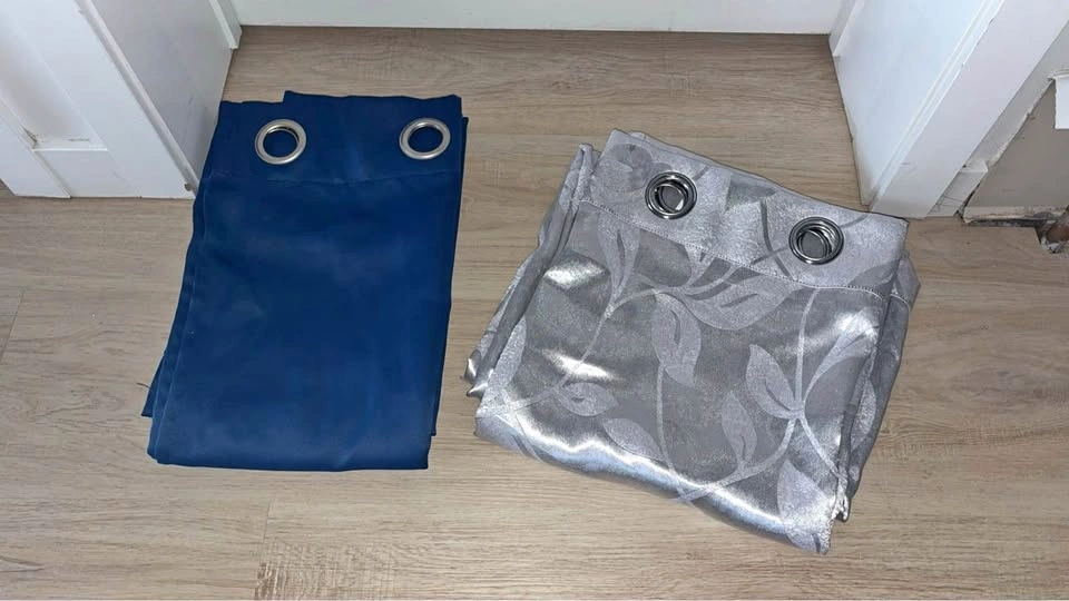 Navy Blue and Silver Floral Grommet Curtains or best offer
